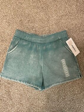 Marika Teal Fleece-Lined Active Shorts